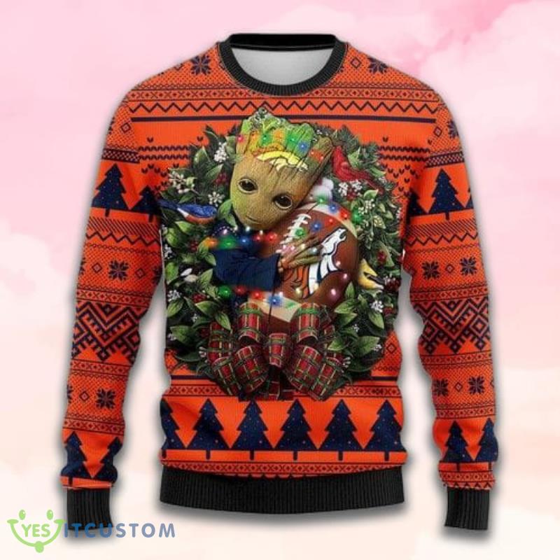 Nfl Denver Brocos Groot Hug Christmas Ugly Sweater 3 Nfl Denver Brocos Groot Hug Christmas Ugly Sweater Product Photo 1