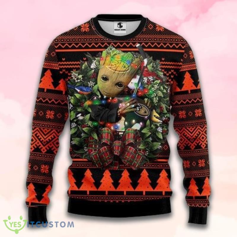 Nhl Anaheim Ducks Groot Hug Christmas Ugly Sweater 3 Nhl Anaheim Ducks Groot Hug Christmas Ugly Sweater Product Photo 1