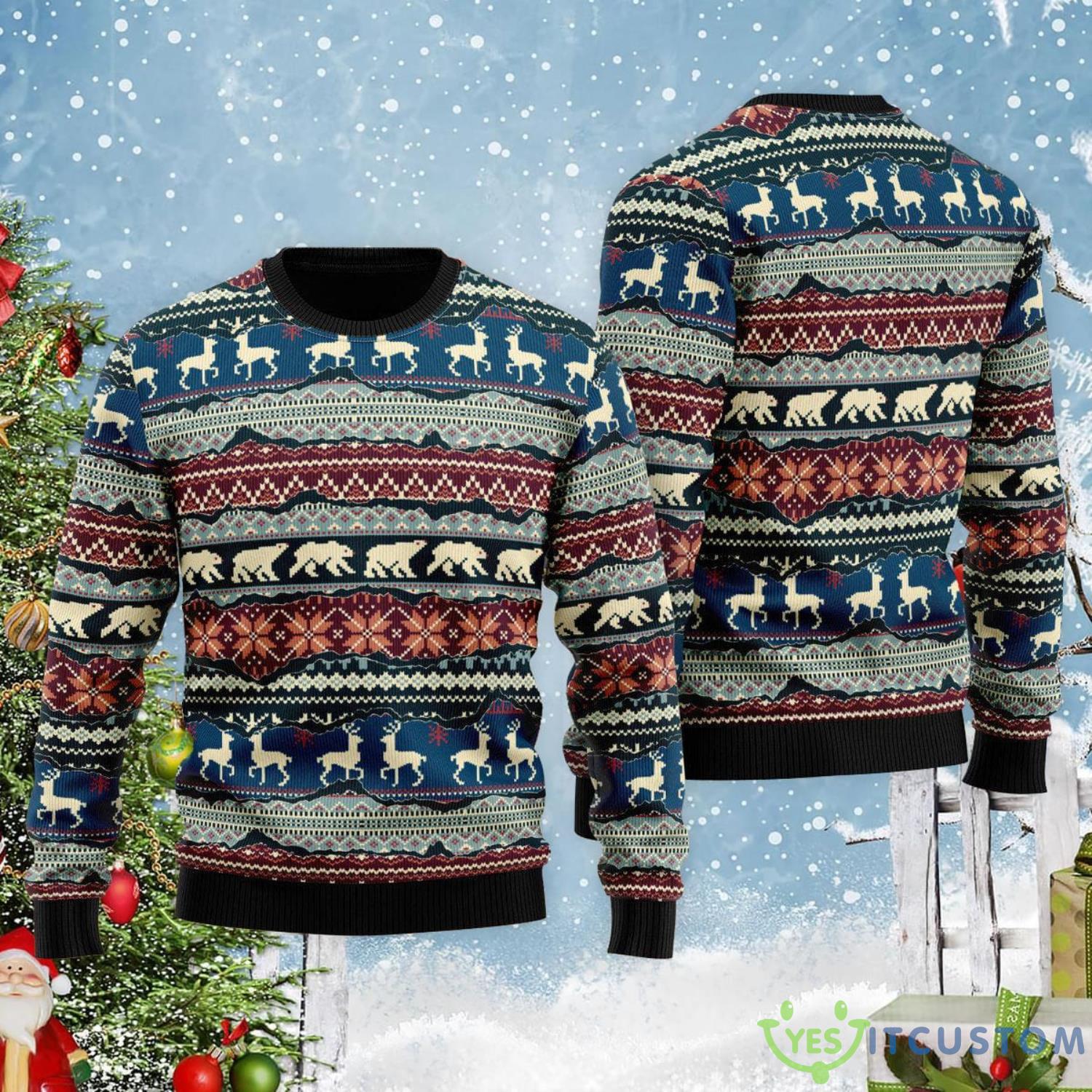 Nordic Style Fabric Patchwork Christmas Pattern Ugly Christmas Sweater 6 Nordic Style Fabric Patchwork Christmas Pattern Ugly Christmas Sweater Product Photo 2