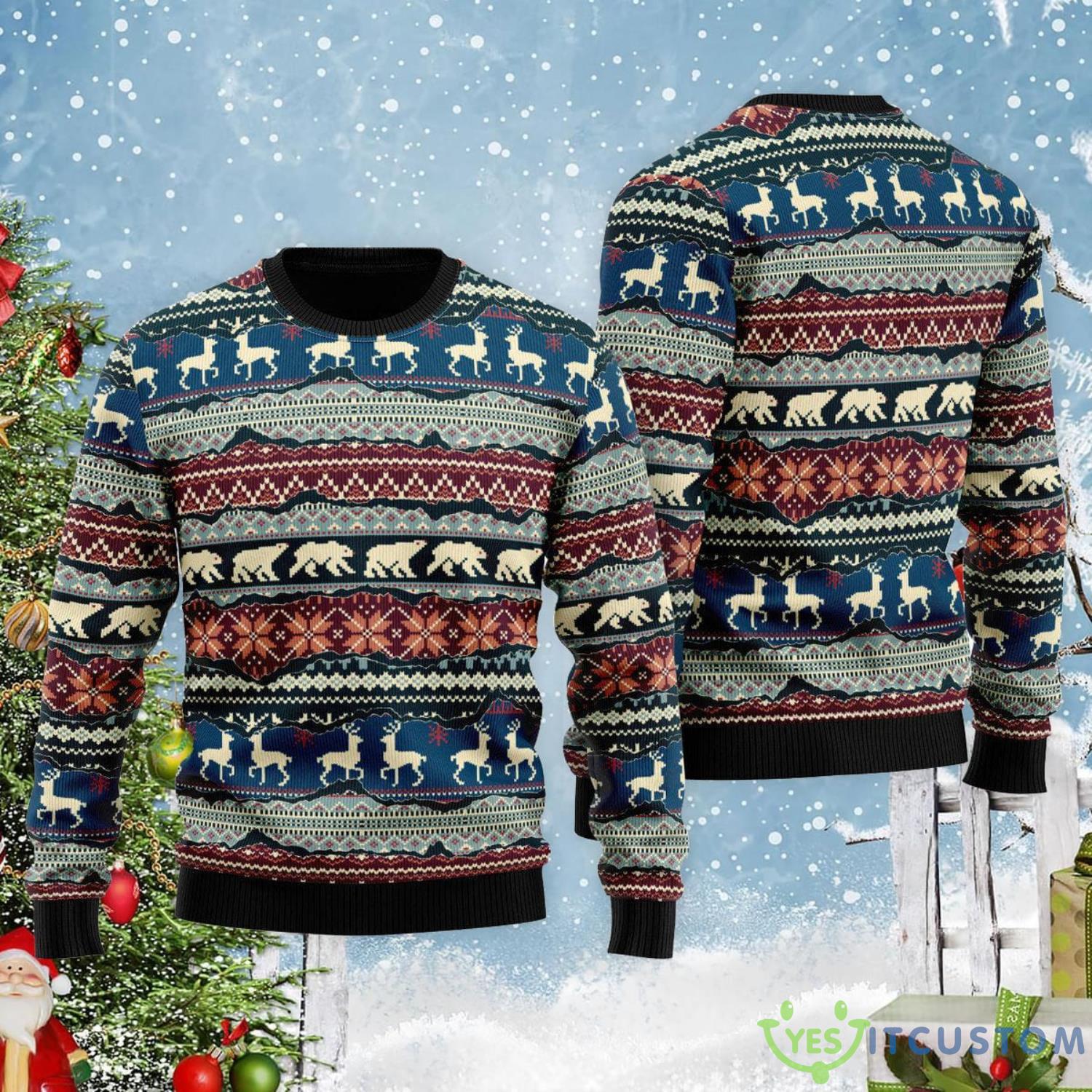 Nordic Style Fabric Patchwork Christmas Pattern Ugly Christmas Sweater 5 Nordic Style Fabric Patchwork Christmas Pattern Ugly Christmas Sweater Product Photo 1