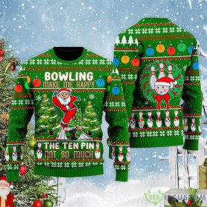 Santa Bowling Go Strike Bowling Make Me Happy Ugly Christmas Sweater 3 Santa Bowling Go Strike Bowling Make Me Happy Ugly Christmas Sweater Product Photo 2