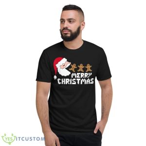Santa Gingerbread Men Christmas Funny Video Games Gamer Shirt - Short Sleeve T-Shirt