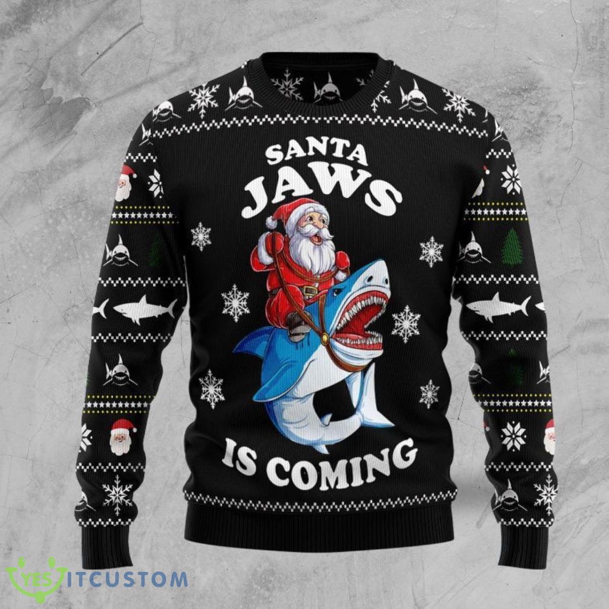 Santa Jaws All Over Printed Christmas Sweater 3 Santa Jaws All Over Printed Christmas Sweater Product Photo 1