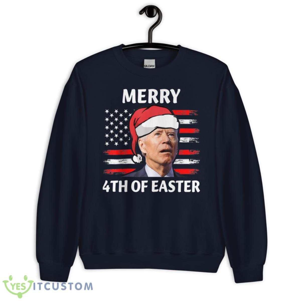 Santa Joe Biden Confused Happy Easter Christmas America Flag Shirt 5 Santa Joe Biden Confused Happy Easter Christmas America Flag Shirt - Unisex Crewneck Sweatshirt-1
