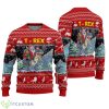 Santa Riding T Rex Ugly Christmas Sweater Product Photo 1