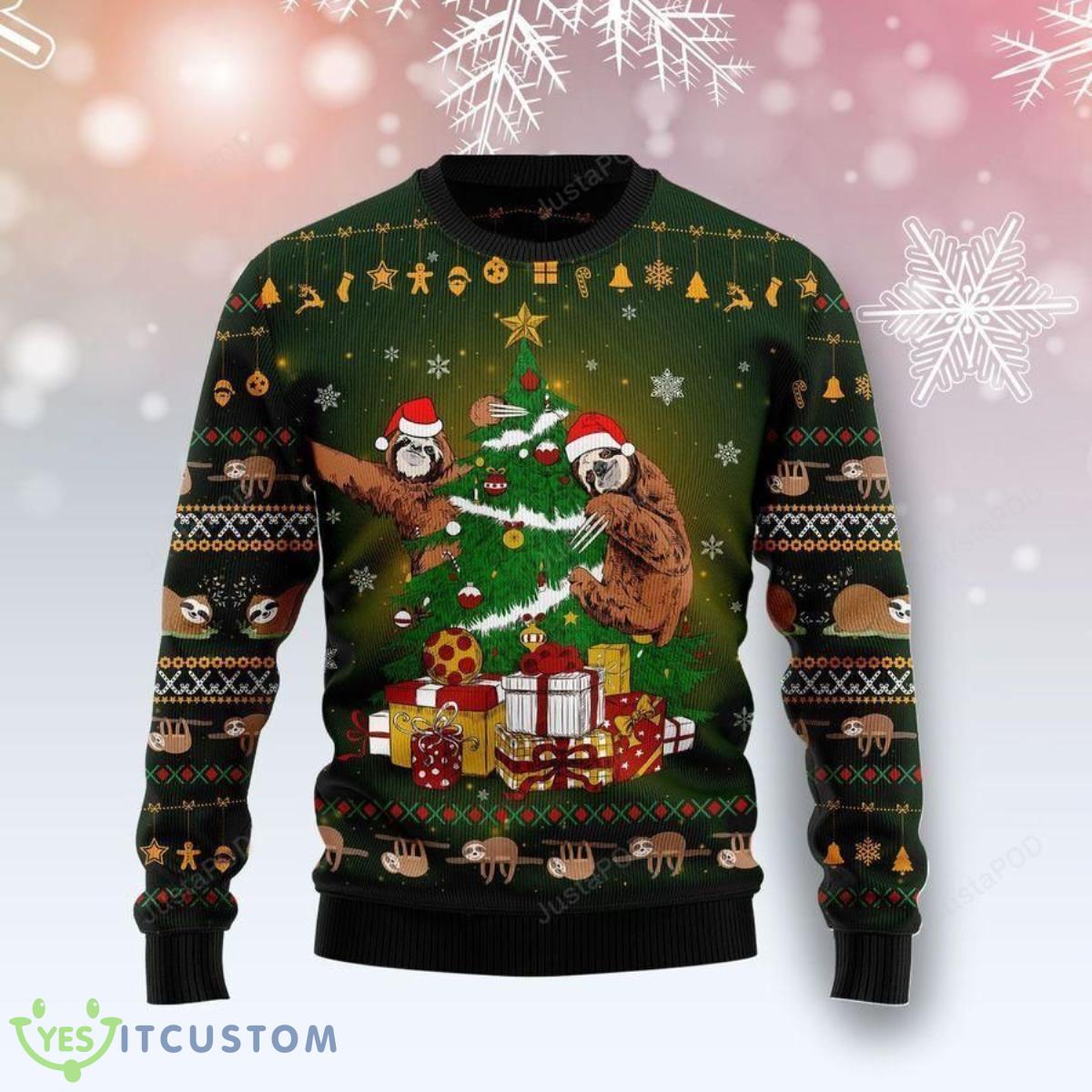 Sloth Christmas Tree Ugly Christmas Sweater 3 Sloth Christmas Tree Ugly Christmas Sweater Product Photo 1