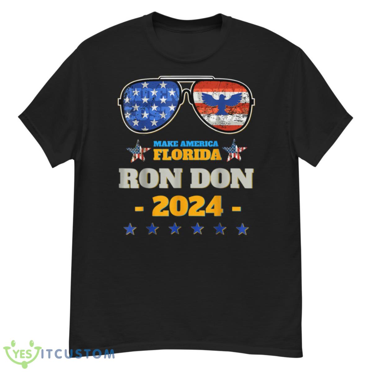 Trump DeSantis 2024 Ron Don 24 American Flag Sunglasses Shirt 12 Trump DeSantis 2024 Ron Don 24 American Flag Sunglasses Shirt - G500 Men’s Classic T-Shirt