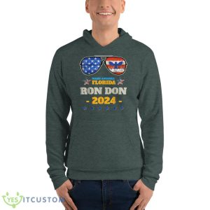 Trump DeSantis 2024 Ron Don 24 American Flag Sunglasses Shirt - Unisex Fleece Pullover Hoodie-1