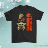 Baby Yoda And Groot Hug Cleveland Browns Shirt Product Photo 1