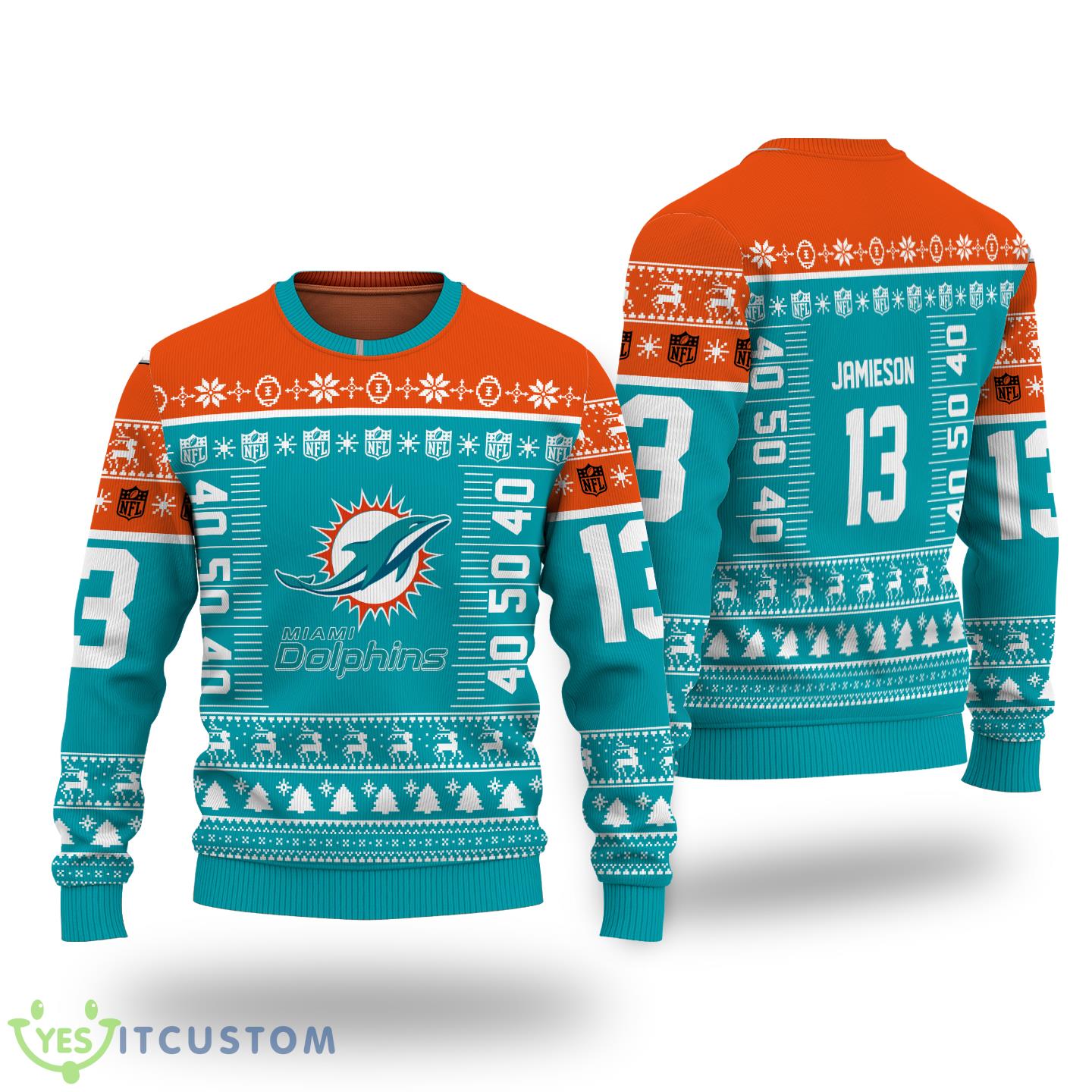 Custom Name And Number Miami Dolphins Sweater 2 Custom Name And Number Miami Dolphins Sweater - Custom Name And Number Miami Dolphins Sweater