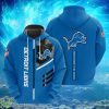 Detroit Lions Blue Background Hoodies Full Over Print Product Photo 1