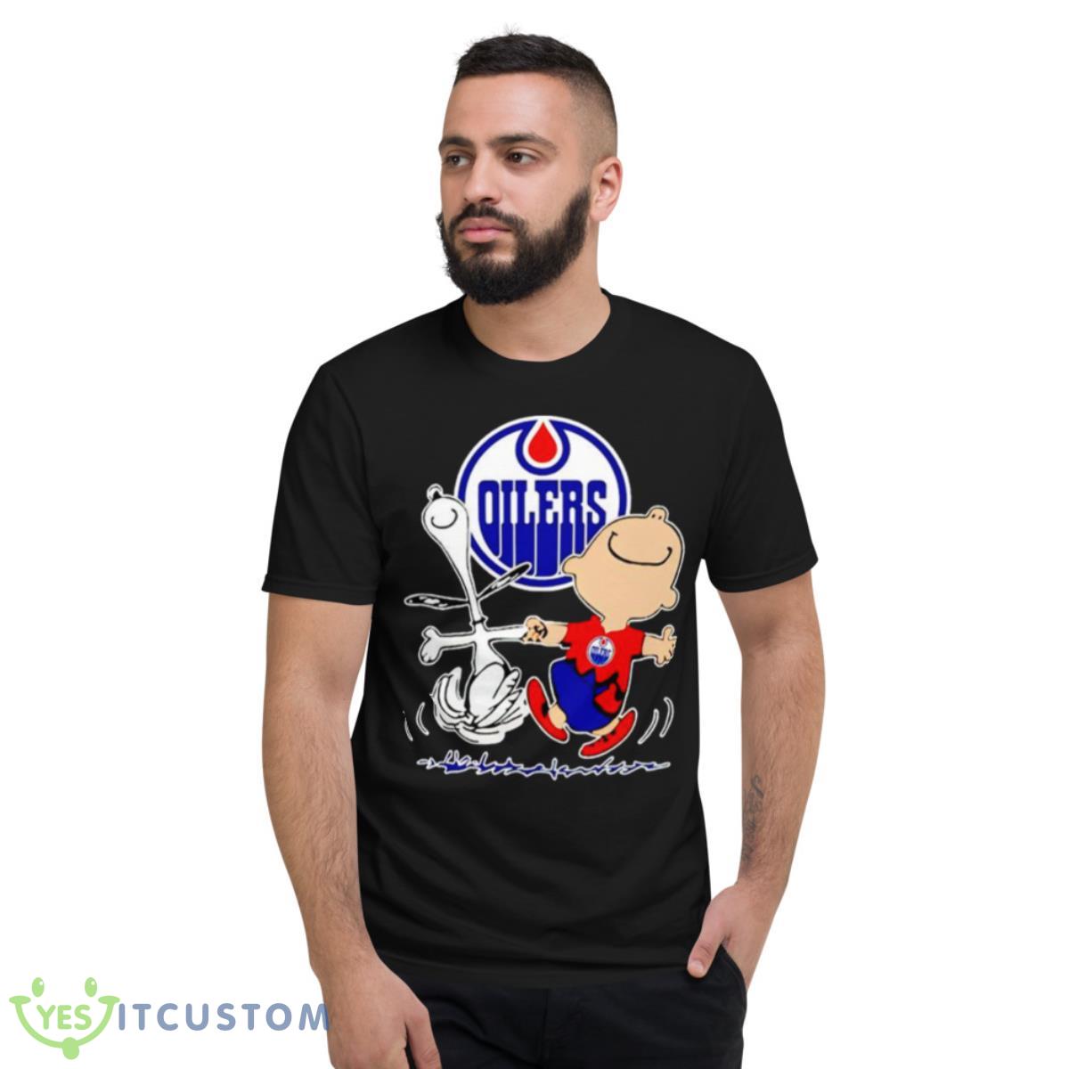 Edmonton Oilers Snoopy and Charlie Brown dancing shirt 13 Edmonton Oilers Snoopy and Charlie Brown dancing shirt - Short Sleeve T-Shirt