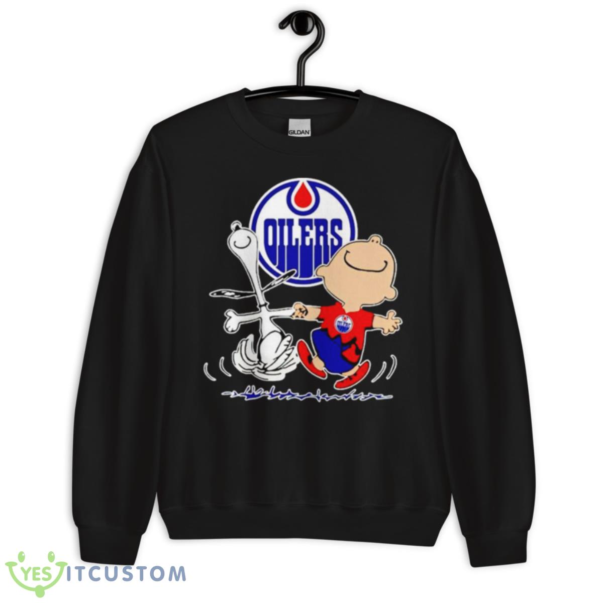 Edmonton Oilers Snoopy and Charlie Brown dancing shirt 3 Edmonton Oilers Snoopy and Charlie Brown dancing shirt - Unisex Crewneck Sweatshirt