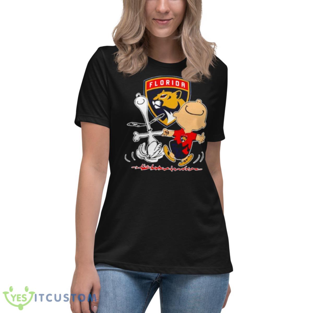florida Panthers Snoopy and Charlie Brown dancing shirt 6 florida Panthers Snoopy and Charlie Brown dancing shirt - Women's Relaxed Short Sleeve Jersey Tee