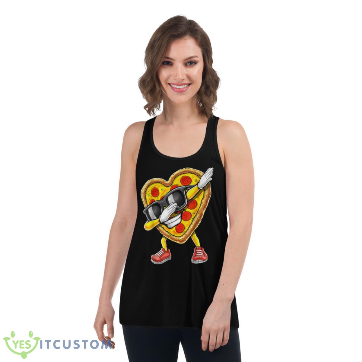 Funny Dabbing Pizza Valentine’s Day Pizza Heart Lover Shirt 5 Funny Dabbing Pizza Valentine’s Day Pizza Heart Lover Shirt - Women's Flowy Racerback Tank