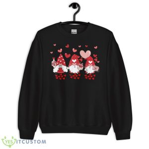 Gnome Valentines Day Three Gromies Love Hearts Shirt - Unisex Crewneck Sweatshirt