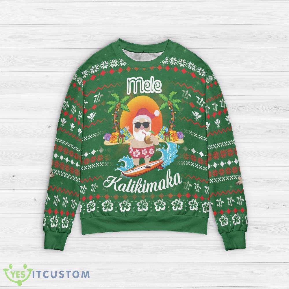 Hawaiian Santa Claus Mele Kalikimaka Sunset Ugly Christmas Sweater 2 Hawaiian Santa Claus Mele Kalikimaka Sunset Ugly Christmas Sweater - Hawaiian Santa Claus Mele Kalikimaka Sunset Ugly Christmas Sweater
