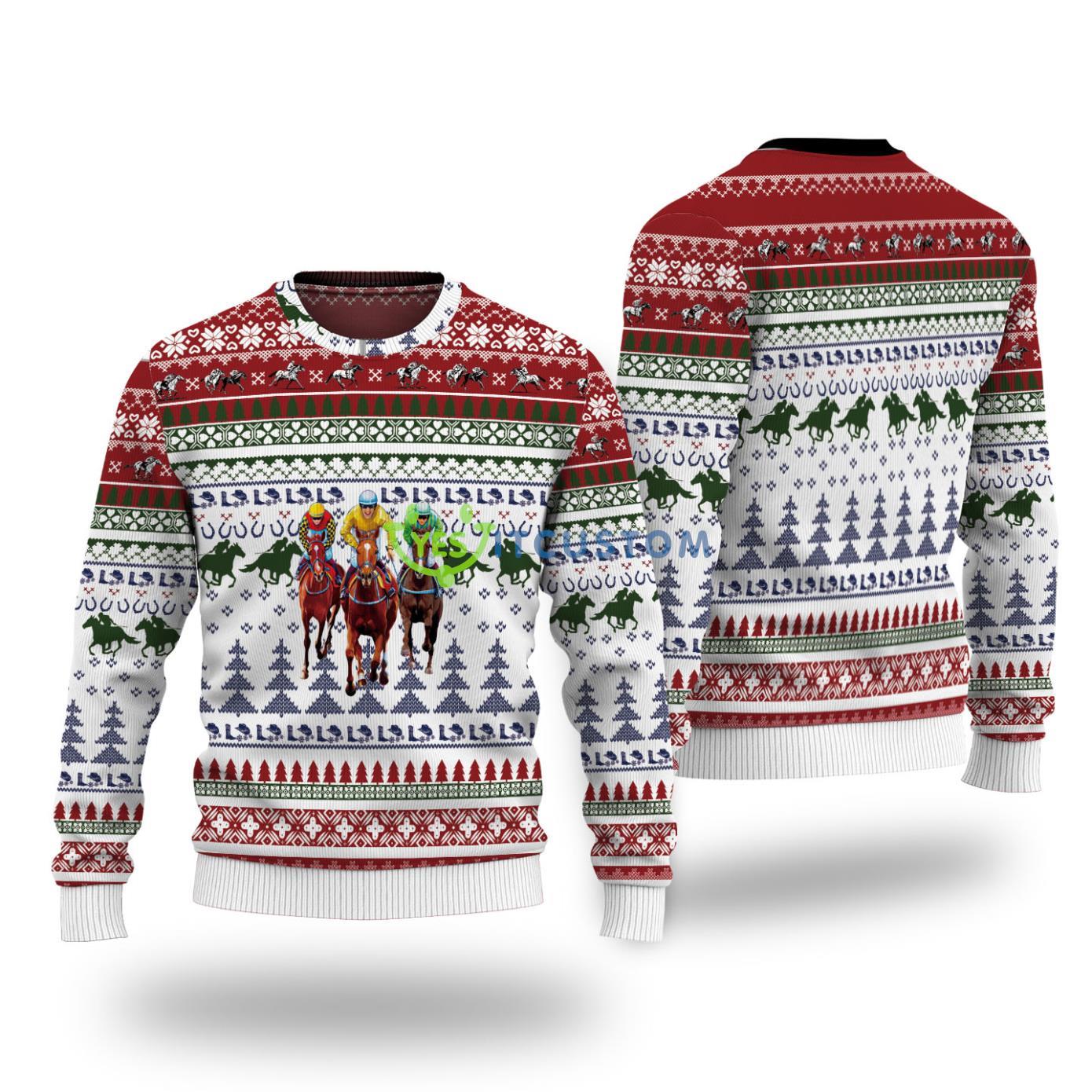 Horse Racing Christmas Gift Ugly Christmas Sweater 3 Horse Racing Christmas Gift Ugly Christmas Sweater Product Photo 1