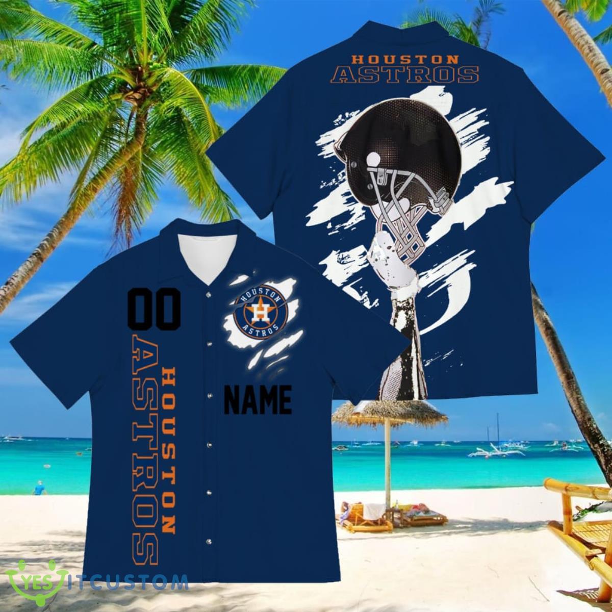 Houston Astros Sports American Football Hawaiian Shirt Custom Name & Number 4 Houston Astros Sports American Football Hawaiian Shirt Custom Name & Number Product Photo 1