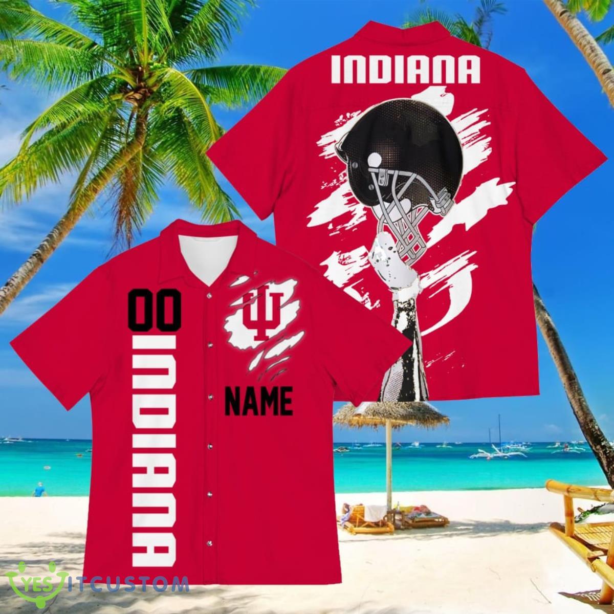 Indiana Hoosiers Sports American Football Hawaiian Shirt Custom Name & Number 4 Indiana Hoosiers Sports American Football Hawaiian Shirt Custom Name & Number Product Photo 1