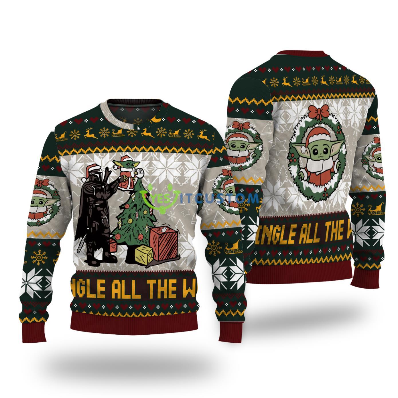 Jingle All The Way Mandalorian Star Wars Ugly Christmas Sweater For Men And Women 3 Jingle All The Way Mandalorian Star Wars Ugly Christmas Sweater For Men And Women Product Photo 1