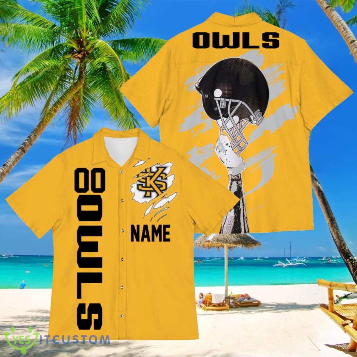 Kennesaw State Owls Sports American Football Hawaiian Shirt Custom Name & Number 4 Kennesaw State Owls Sports American Football Hawaiian Shirt Custom Name & Number Product Photo 1