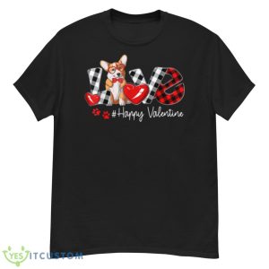 Love Corgi Dog Buffalo Plaid Valentines Day T Shirt - G500 Men’s Classic T-Shirt