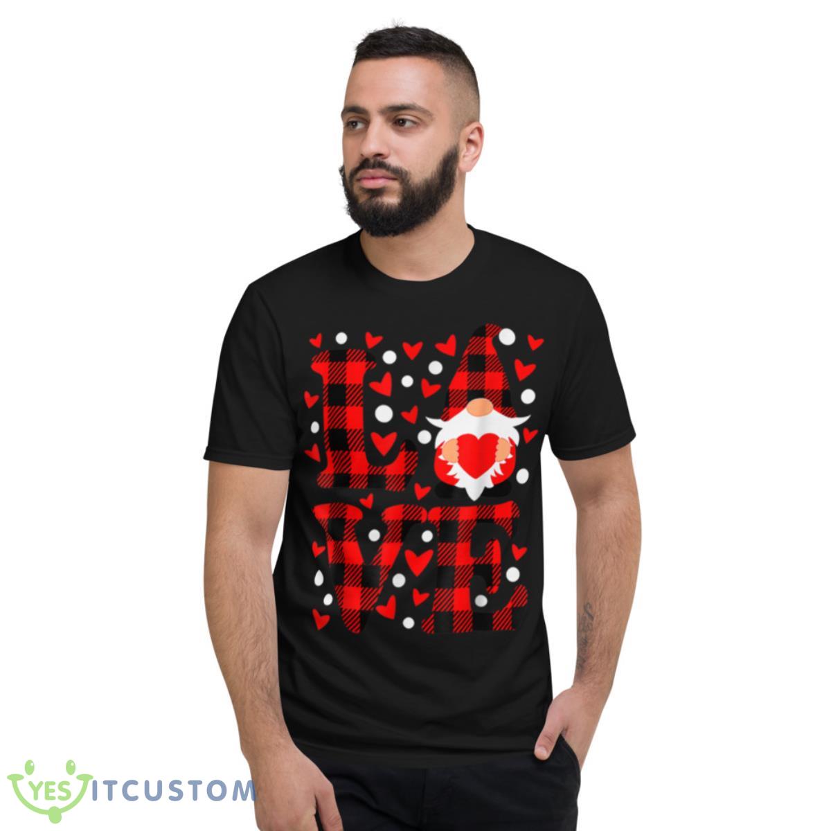 Love Gnome Holding Heart Plaid Funny Couple Valentines Day T Shirt 2 Love Gnome Holding Heart Plaid Funny Couple Valentines Day T Shirt - Short Sleeve T-Shirt