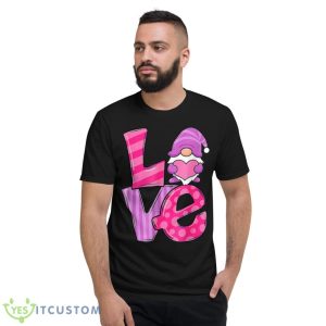 LOVE Gnome Holding Heart Youth Girls Funny Valentines Day T Shirt - Short Sleeve T-Shirt