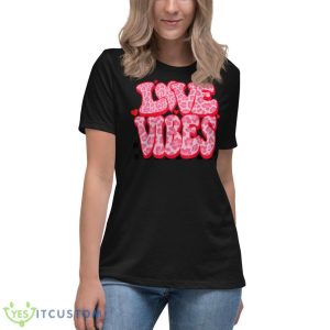Love Vibes Cute Pink Heart Valentines Day Retro Leopard T Shirt 11 Love Vibes Cute Pink Heart Valentines Day Retro Leopard T Shirt - Women's Relaxed Short Sleeve Jersey Tee