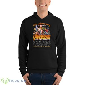 Marvel Studios Avengers 15th Anniversary 2008 2023 Thank You For The Memories Signatures Shirt - Unisex Fleece Pullover Hoodie