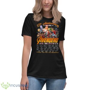 Marvel Studios Avengers 15th Anniversary 2008 2023 Thank You For The Memories Signatures Shirt - Women's Relaxed Short Sleeve Jersey Tee