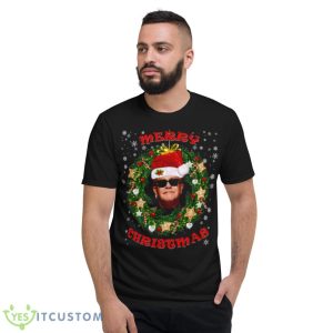 Merry Xmas Elton John Santa Hat And Christmas Wreath shirt - Short Sleeve T-Shirt
