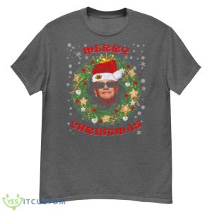Merry Xmas Elton John Santa Hat And Christmas Wreath shirt - G500 Men’s Classic T-Shirt-1