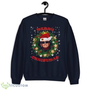 Merry Xmas Elton John Santa Hat And Christmas Wreath shirt - Unisex Crewneck Sweatshirt-1