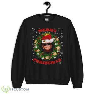 Merry Xmas Elton John Santa Hat And Christmas Wreath shirt - Unisex Crewneck Sweatshirt