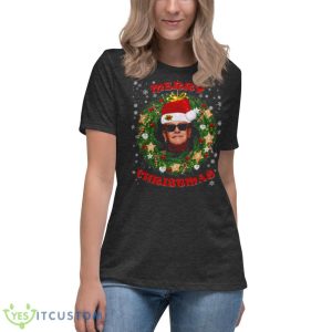 Merry Xmas Elton John Santa Hat And Christmas Wreath shirt - Women's Relaxed Short Sleeve Jersey Tee-1