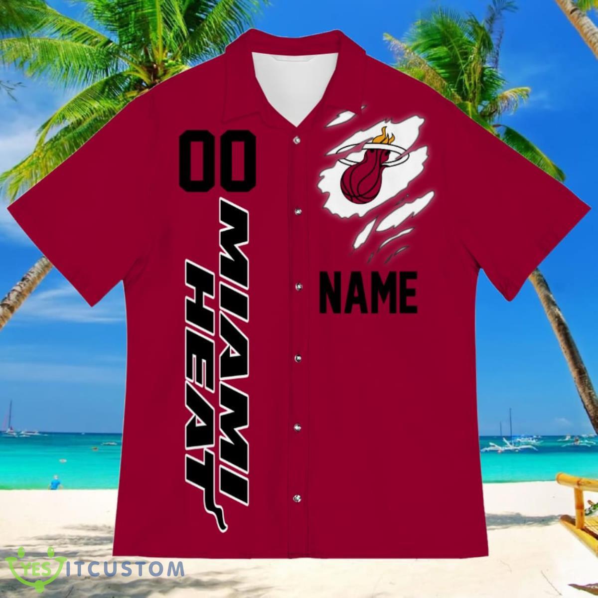Miami Heat Sports American Football Hawaiian Shirt Custom Name & Number 8 Miami Heat Sports American Football Hawaiian Shirt Custom Name & Number Product Photo 2