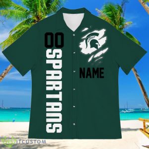 Michigan State Spartans Sports American Football Hawaiian Shirt Custom Name & Number Product Photo 2
