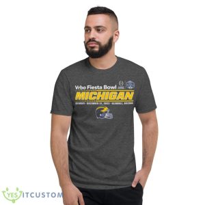 michigan Team 2022 CFP Semifinal Vrbo Fiesta Bowl Helmet shirt - Short Sleeve T-Shirt-1