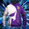 Minnesota Vikings White Skull Hoodies Full Over Print Product Photo 1
