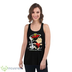 Minnesota Wild Snoopy and Charlie Brown dancing shirt - Women's Flowy Racerback Tank