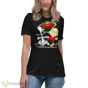 Minnesota Wild Snoopy and Charlie Brown dancing shirt - Women's Relaxed Short Sleeve Jersey Tee