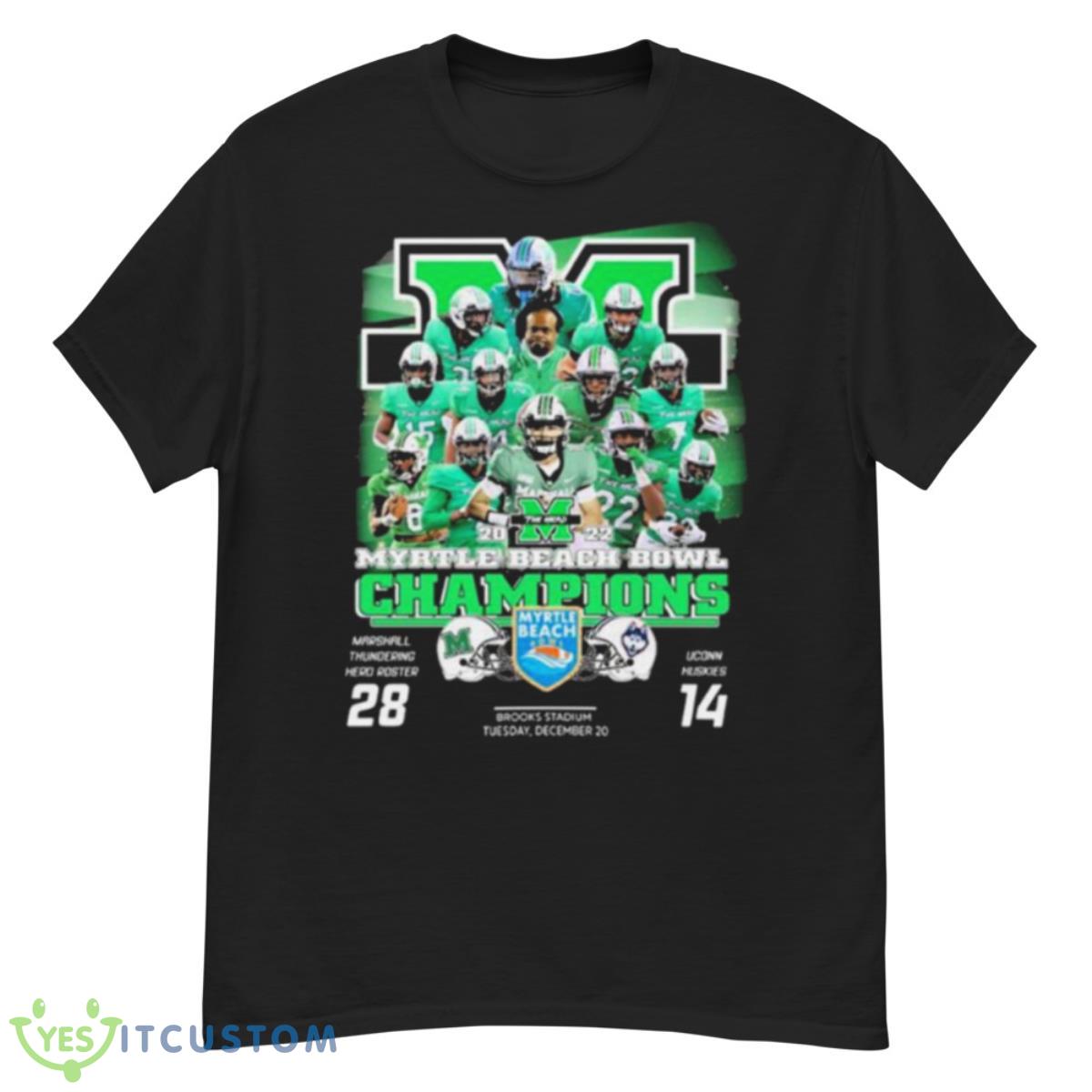 Myrtle Back Bowl Champions Marshall Thundering Herd Roster 28 14 Uconn Huskies Shirt 6 Myrtle Back Bowl Champions Marshall Thundering Herd Roster 28 14 Uconn Huskies Shirt - G500 Men’s Classic T-Shirt