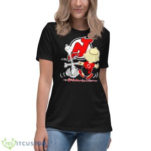 New Jersey Devils Snoopy and Charlie Brown dancing shirt - Women's Relaxed Short Sleeve Jersey Tee