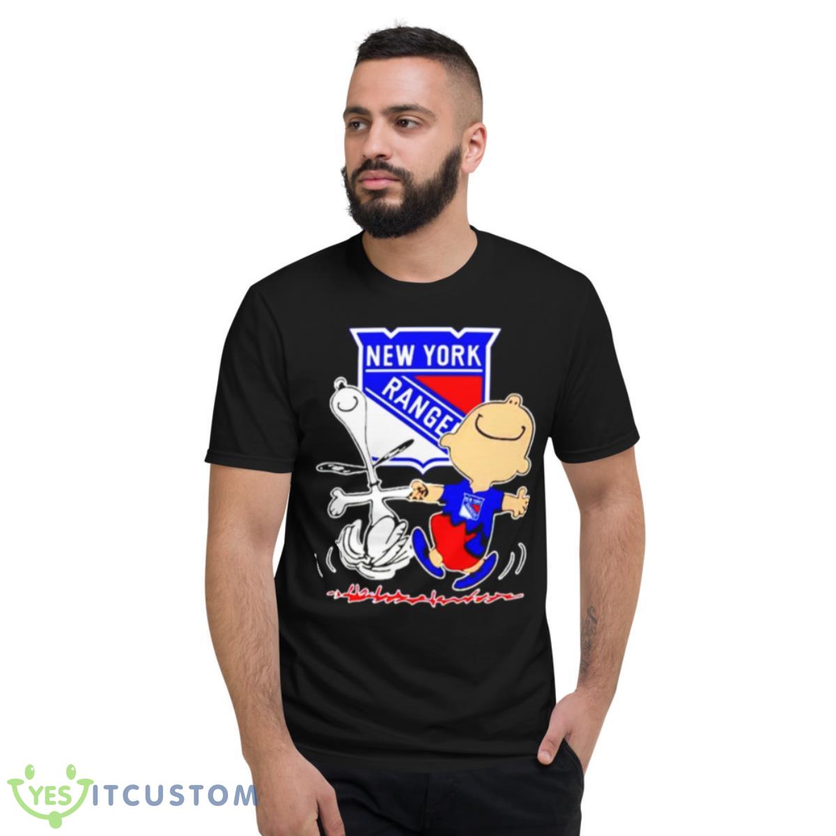New York Rangers Snoopy and Charlie Brown dancing shirt 2 New York Rangers Snoopy and Charlie Brown dancing shirt - Short Sleeve T-Shirt