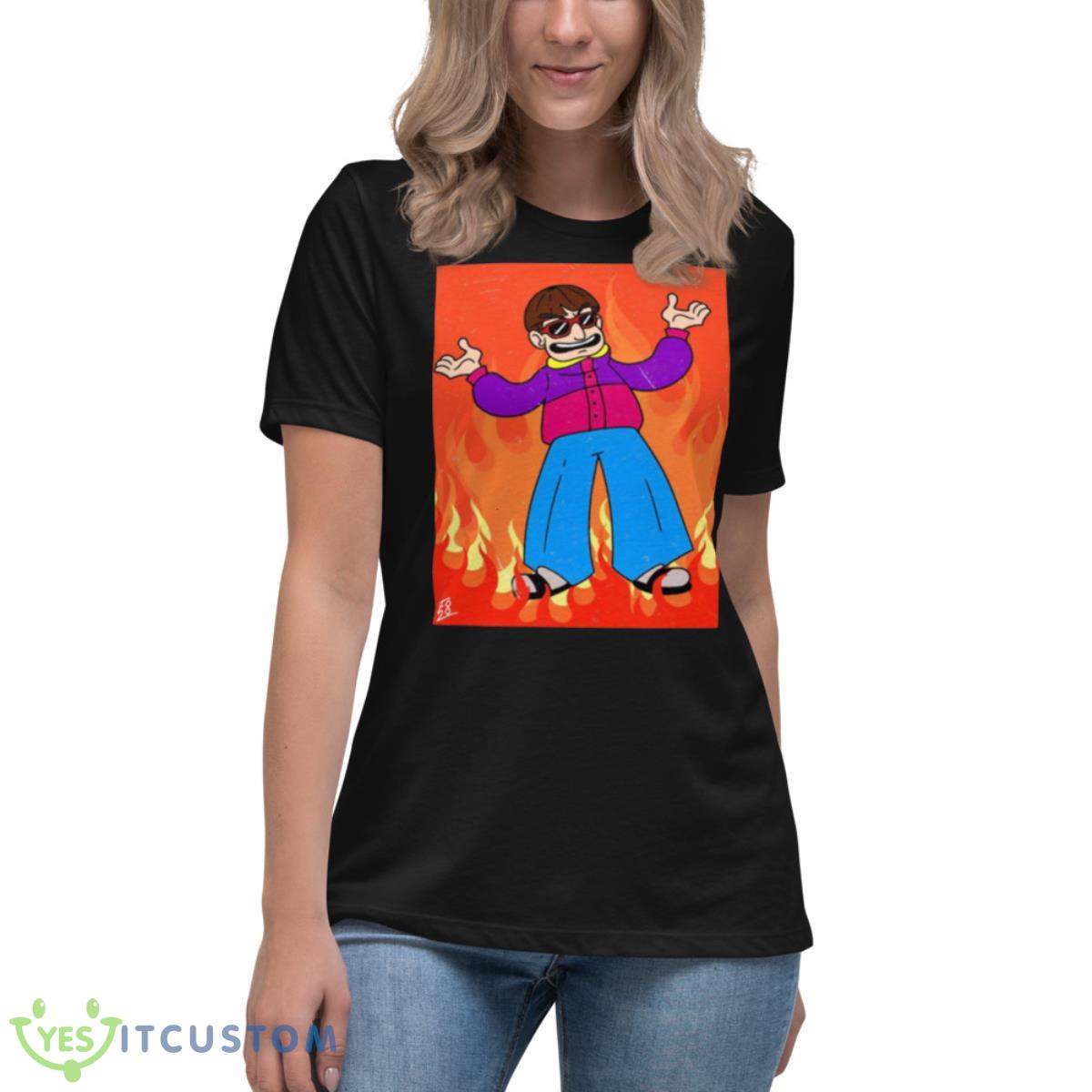 Oliver Tree In Flames shirt 6 Oliver Tree In Flames shirt - Women's Relaxed Short Sleeve Jersey Tee