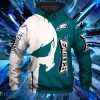 Philadelphia Eagles White Skull Hoodies Full Over Print Product Photo 1
