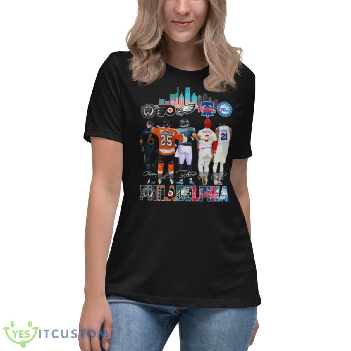 Philadelphia Team Sport City 2022 signatures shirt 6 Philadelphia Team Sport City 2022 signatures shirt - Women's Relaxed Short Sleeve Jersey Tee