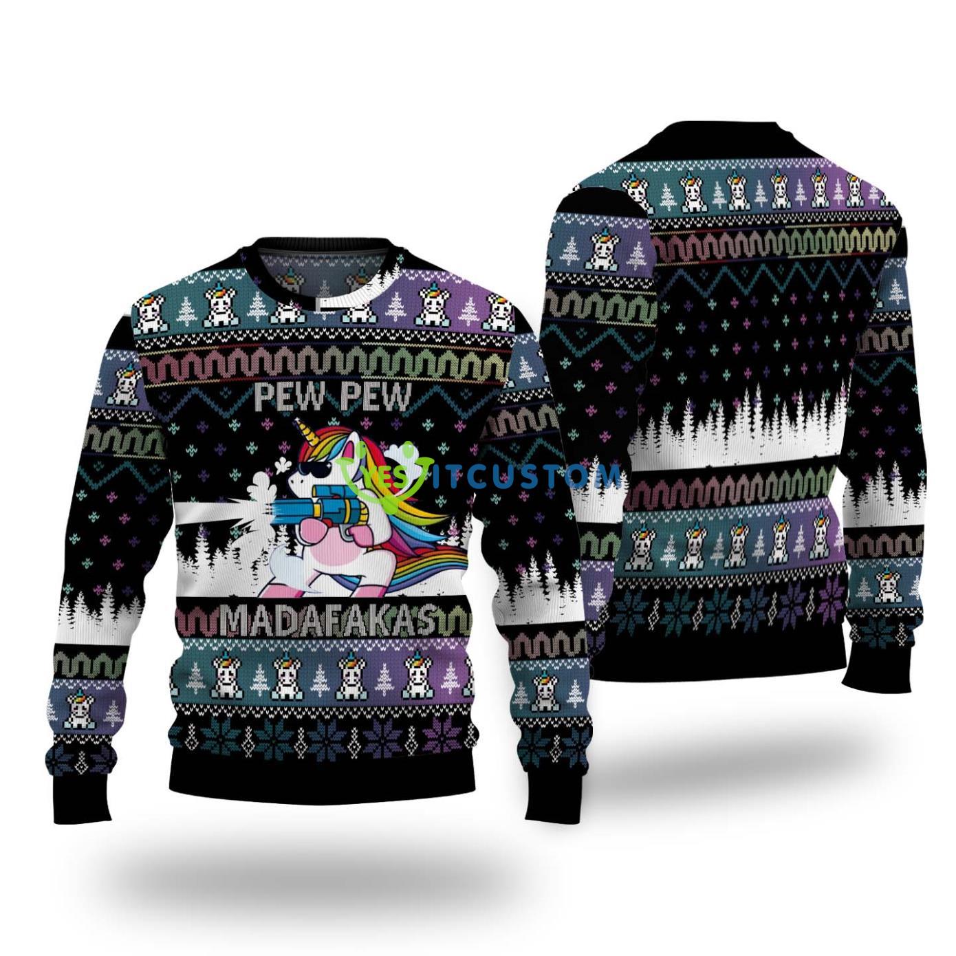 Rainbow Pew Pew Madafakas Christmas Unicorn Pride 3D All Over Print Sweater 3 Rainbow Pew Pew Madafakas Christmas Unicorn Pride 3D All Over Print Sweater Product Photo 1